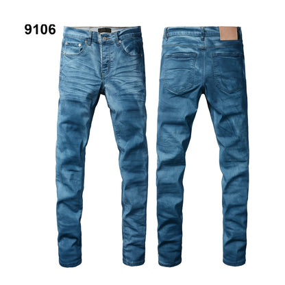 Wholesale Top Quality Brand Jeans Brand Men Fashion Designer Stretch Ripped Men's Mid-rise Ripped Denim Trousers