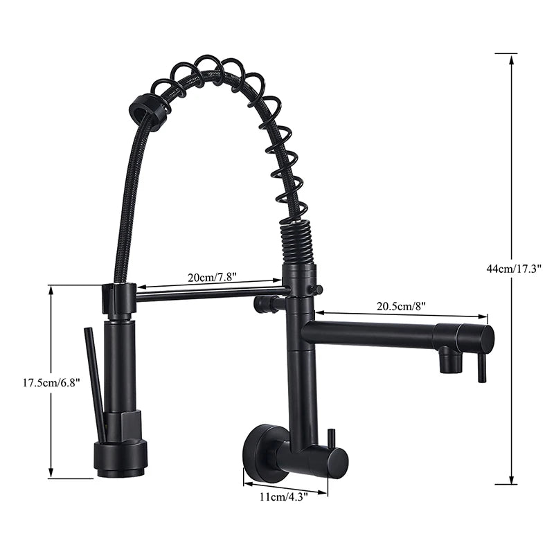 Rozin Matte Black Pull Down Kitchen Faucet Single Cold Water Dual Spouts Kitchen Tap 4 Colors Wall Mounted ABS Nozzle Crane