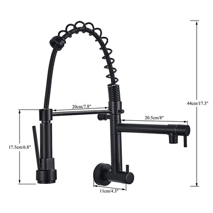 Rozin Matte Black Pull Down Kitchen Faucet Single Cold Water Dual Spouts Kitchen Tap 4 Colors Wall Mounted ABS Nozzle Crane