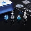 8mm 2CT Moissanite Stud Earrings 100% Real Diamond Pass Tester 4 Claws Women Earrings Yellow Green Red Blue Colorful Earring