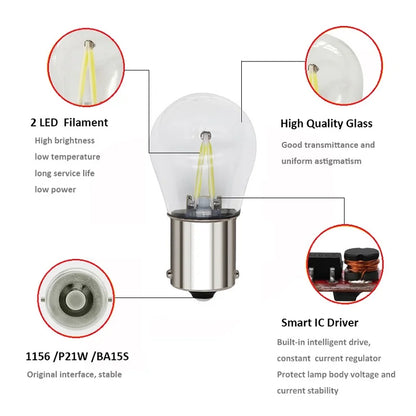 1PCS 1156 BA15S P21W LED Car Reverse Bulb Stop Parking Lamp Brake Lights 12V BAY15D 1157 COB Filament Auto Brake Light Red White