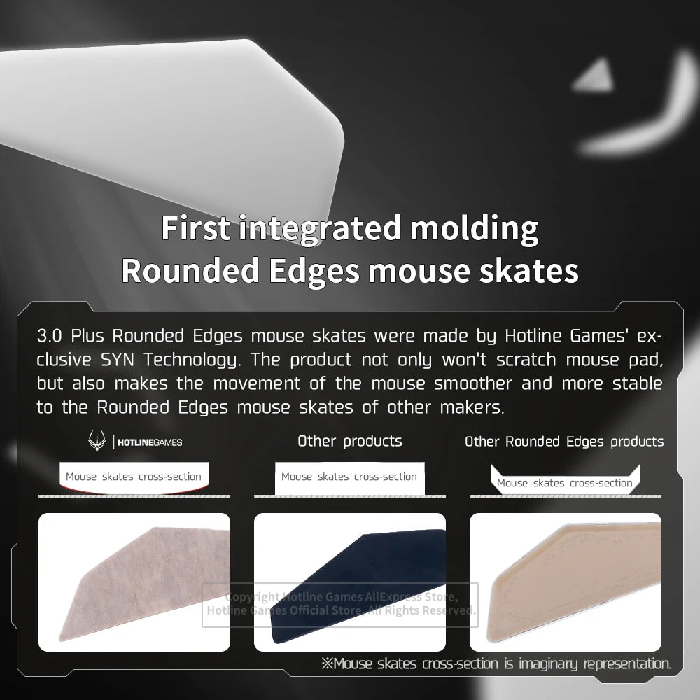 2 Sets Hotline Games 3.0 Plus Rounded Curved Edges Mouse Feet Skates for Razer Basilisk Ultimate Mouse Feet Pad Replacement