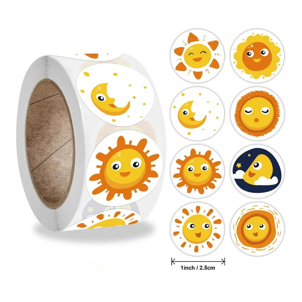 Smile Face Sticker 500 Pcs/roll For Kids Reward Sticker Yellow Dots Labels Happy Smile Face Expression Sticker Kids Toys