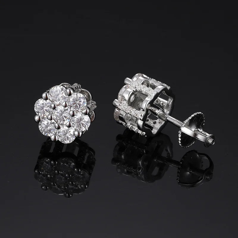 Fashion Fine Jewelry Earrings Gold Plate Sterling Silver 925 Jewellery Moissanite Gemstone Earring Hip Hop Jewelry for Women Men