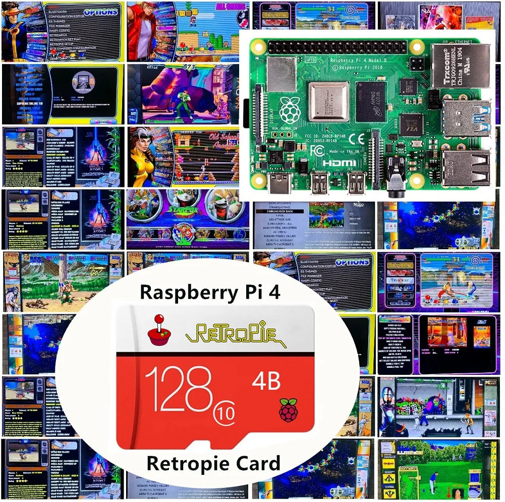 RetroPie SD Card 128GB For Raspberry Pi 4 14000+ Games 45+ Emulators Preloaded Diy Emulation Station
