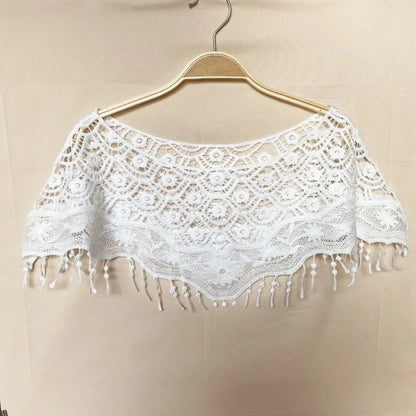 Summer Knitted Hollow Thin Lace Fake Collar Shawl Pullover Short Suspender Skirt False Collar Detachable Collars Sun Protection