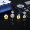 8mm 2CT Moissanite Stud Earrings 100% Real Diamond Pass Tester 4 Claws Women Earrings Yellow Green Red Blue Colorful Earring