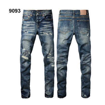 Wholesale Top Quality Brand Jeans Brand Men Fashion Designer Stretch Ripped Men's Mid-rise Ripped Denim Trousers