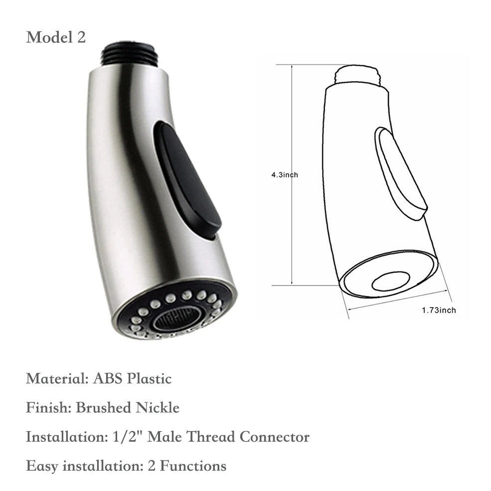 Brushed Kitchen Pull Out Down Sprayer Faucet Replacement Part Spray Shower Head