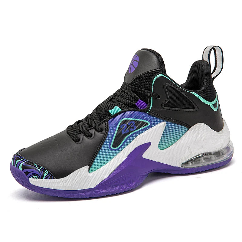 Basketball Shoes Men's Women's Low-top Lace up Sneakers PU Leather Air Cushion Outdoor Fashion Sport Running Athletic Unisex