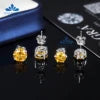 8mm 2CT Moissanite Stud Earrings 100% Real Diamond Pass Tester 4 Claws Women Earrings Yellow Green Red Blue Colorful Earring