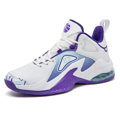 Basketball Shoes Men's Women's Low-top Lace up Sneakers PU Leather Air Cushion Outdoor Fashion Sport Running Athletic Unisex