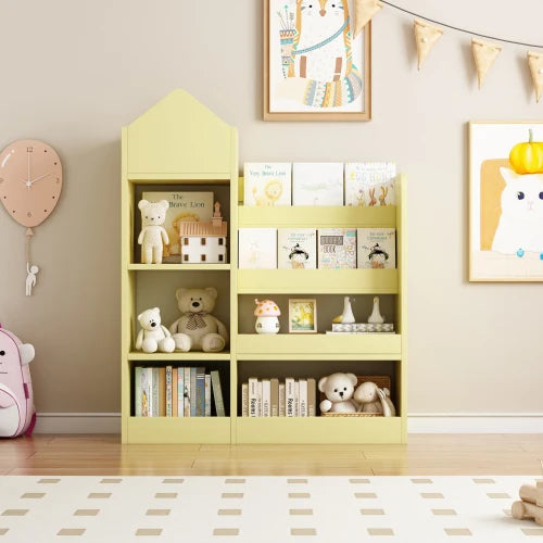 Solid Wood and MDF Children's Portable Bookshelf for Home Office Living Room Bedroom School Solid Wood Style