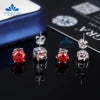8mm 2CT Moissanite Stud Earrings 100% Real Diamond Pass Tester 4 Claws Women Earrings Yellow Green Red Blue Colorful Earring