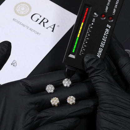 Fashion Fine Jewelry Earrings Gold Plate Sterling Silver 925 Jewellery Moissanite Gemstone Earring Hip Hop Jewelry for Women Men