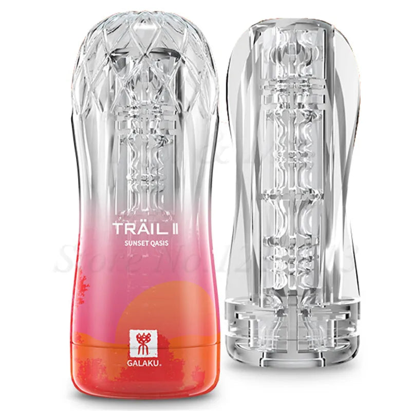 Soft Pussy Aircraft Cup Transparent Vagina Adult Endurance Exercise Vacuum Pocket Spiral Sucking Male Masturbators Toys for Men