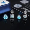 8mm 2CT Moissanite Stud Earrings 100% Real Diamond Pass Tester 4 Claws Women Earrings Yellow Green Red Blue Colorful Earring
