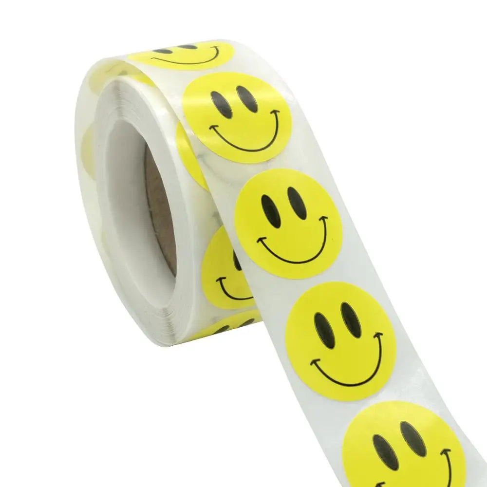 Smile Face Sticker 500 Pcs/roll For Kids Reward Sticker Yellow Dots Labels Happy Smile Face Expression Sticker Kids Toys