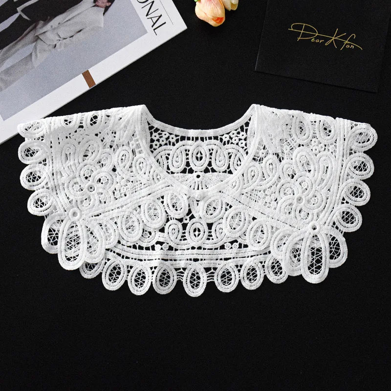 Summer Knitted Hollow Thin Lace Fake Collar Shawl Pullover Short Suspender Skirt False Collar Detachable Collars Sun Protection