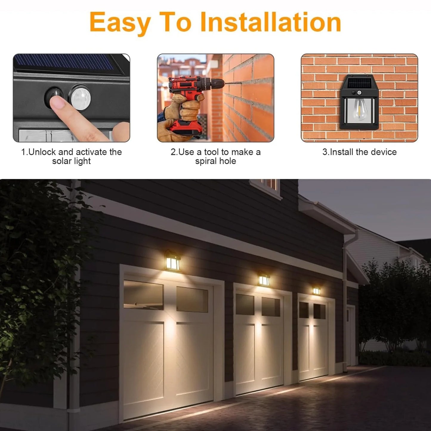 Solar Tungsten Filament Wall Lamp Outdoor Motion Sensor 3 Modes Automatic Lighting Lantern Garden Courtyard Garage Night Lights