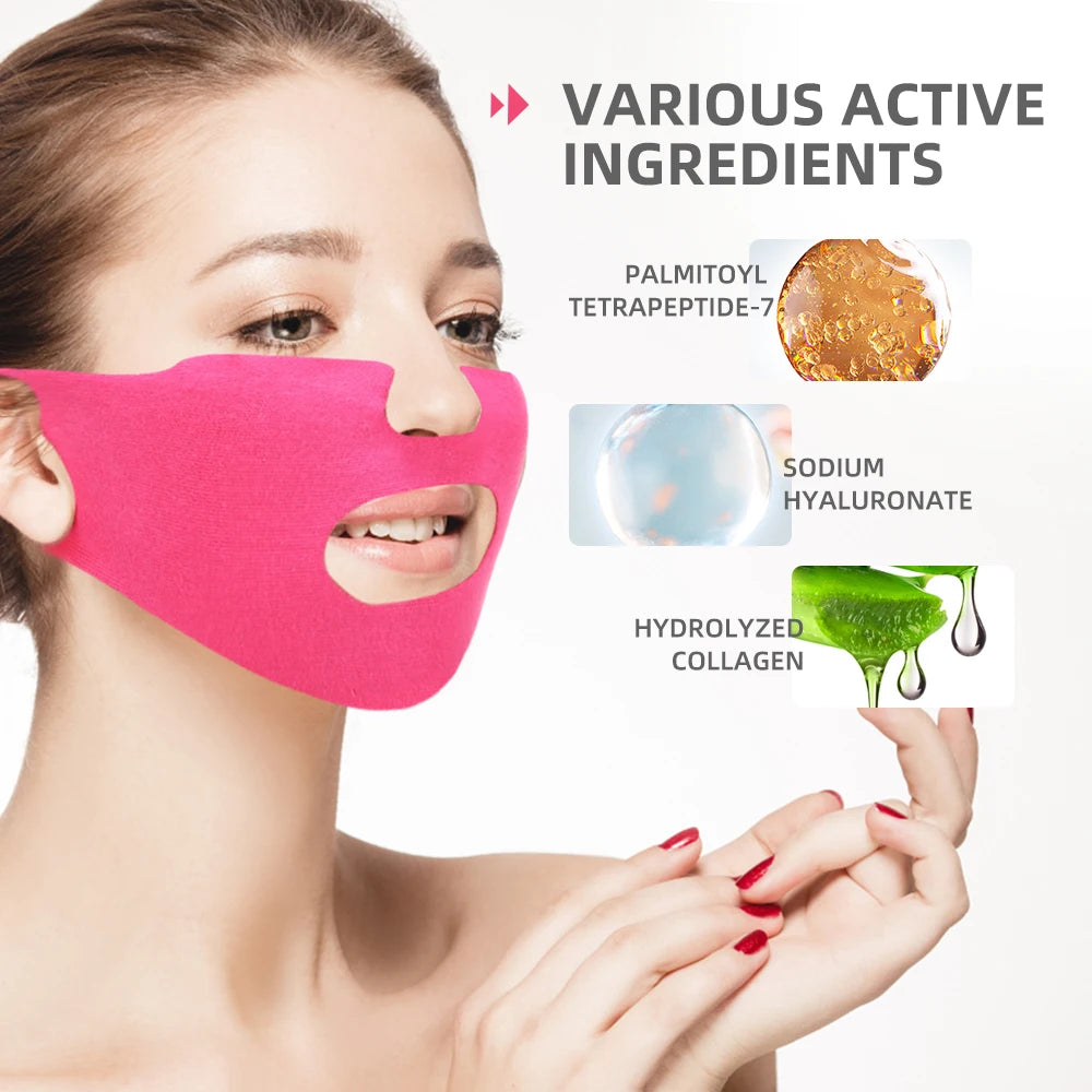V-Shaped Face Lifting Mask Ear-Hanging Nano-Hydrogel Slimming Mask Women Skin Hydrating Moisturizing Lifting Firming Mask