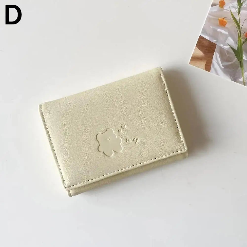 Women Short Bear Small Wallets Student Triple Fold Card Holder Girl ID Bag Card Holder Coin Purse Ladies Wallets Cartoon Bag