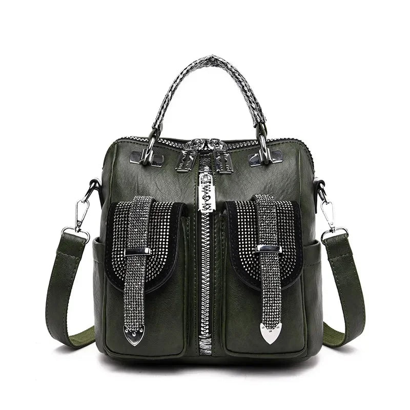 Women Leather Backpacks Vintage Female Shoulder Bag Design Travel Back Pack Lady Bagpack Mochilas School Bags For Teenage Girls