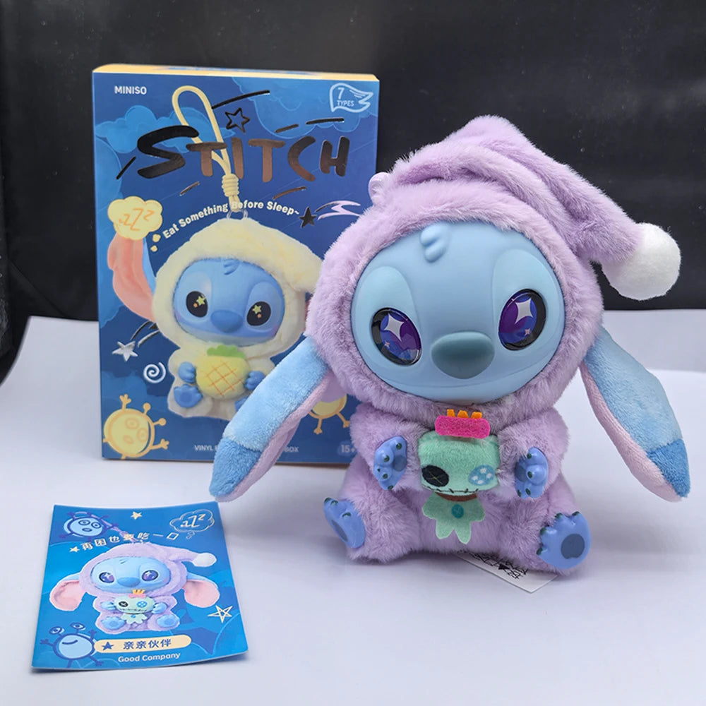 Stitch Eat Something Before Sleep Series Blind Box Plush Vinyl Toys Cute Doll Replica Mystery Box Bag Pendant Decor Gift