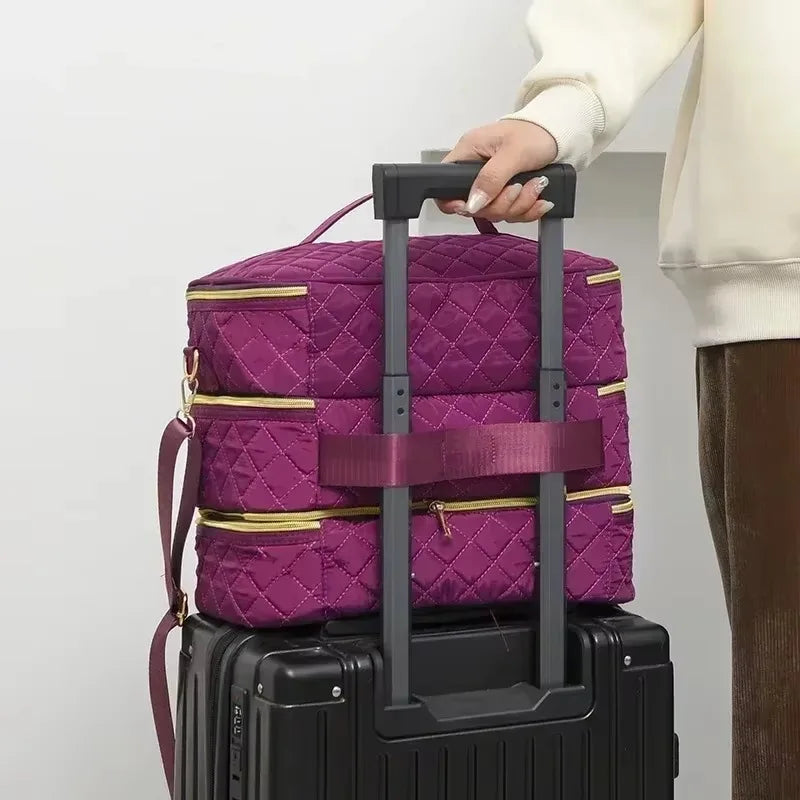 80Bottles Nail Polish Storage Bag Portable Cosmetic Large Shoulder Bag Organizer for Travel Nail Salon 3 Layer Essential Oil Bag