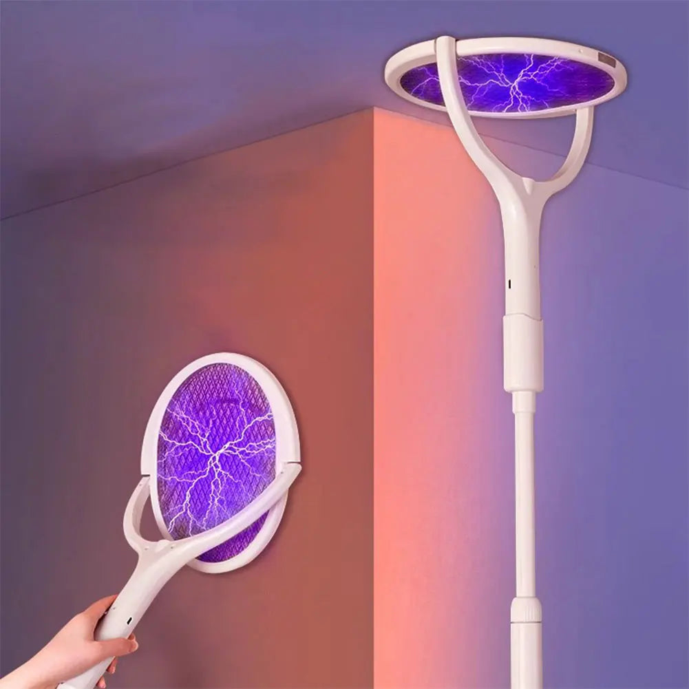 Rotating Head Mosquito Swatter 2-In-1 Mosquito Killer Lamp Multi Functional Mosquito Swatter Bat Swatter Rechargeable for Home