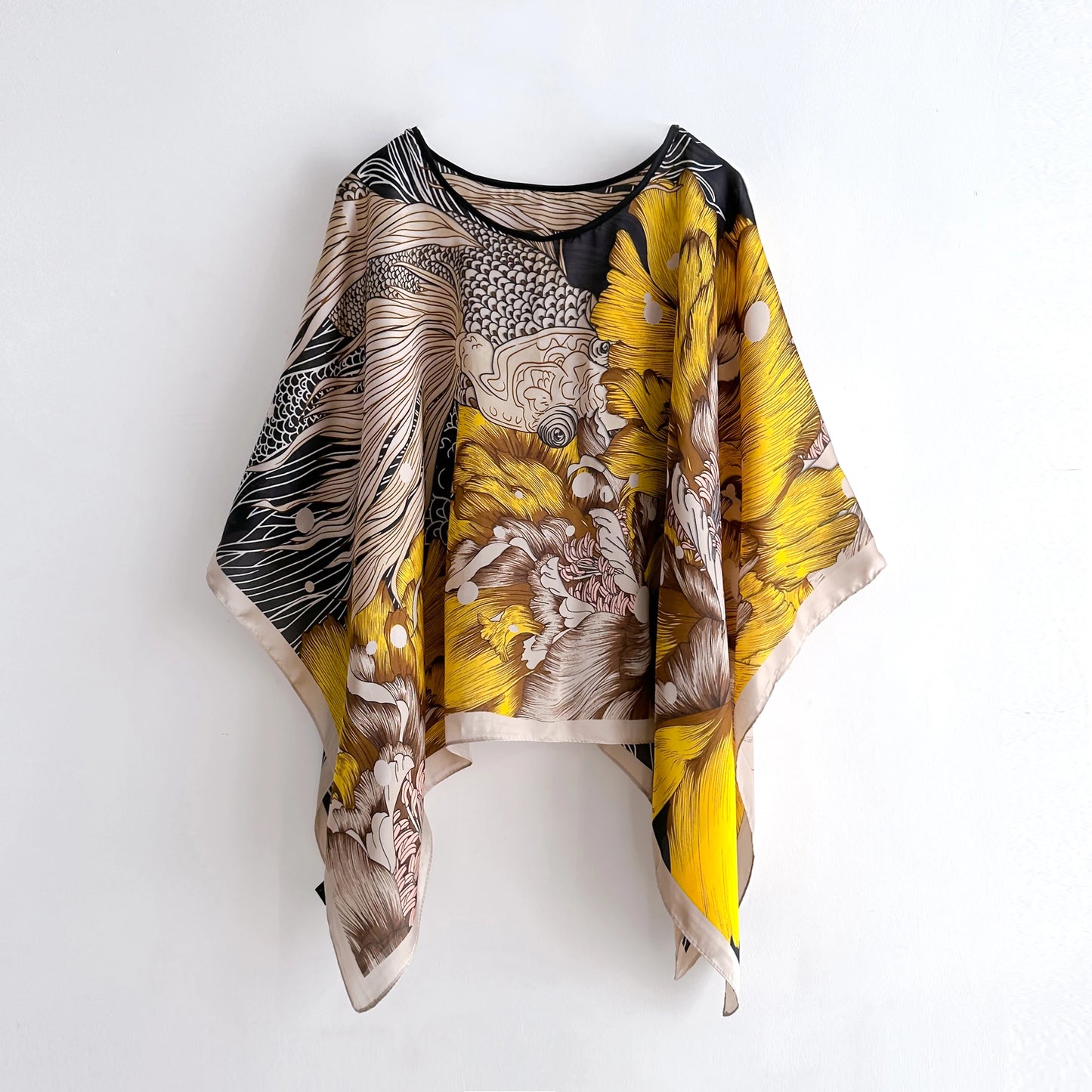 2024 New Poncho Cloak Thin Scarf Women Simulated Silk Pullover Versatile Scarves Shawls Sun Protection Clothing Beach Clothes