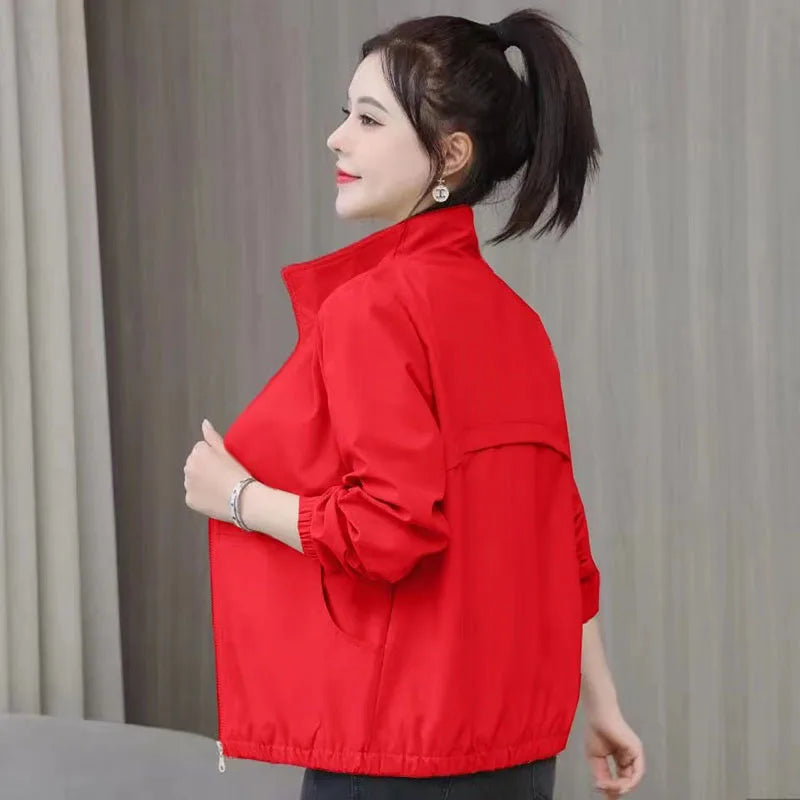 Summer Jacket Women Sun Protection Clothing 2024 New Fashion Casual Zipper Thin Casual Loose Casual Loose Windbreaker Coat