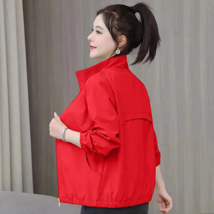 Summer Jacket Women Sun Protection Clothing 2024 New Fashion Casual Zipper Thin Casual Loose Casual Loose Windbreaker Coat