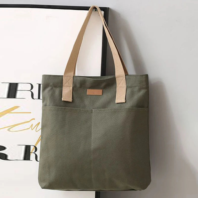 Women's Tote Bag Canvas Sewing Thread Large Capacity Advanced Sense Handbag Convenient Practical Female's Commuter Bag