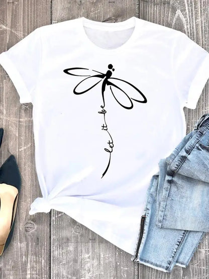 Summer Clothing leopard love heart sweet Fashion Women Tee T-shirts Casual Short Sleeve Regular Female Graphic T Shirt Clothes