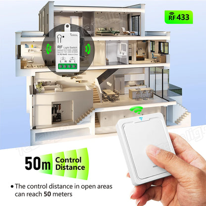 RF 433Mhz Wireless Light Switch 10A Mini Relay Receiver 1/2/4 Gang wall Panel Remote Control Interruptor For LED Lamp 110V 220V