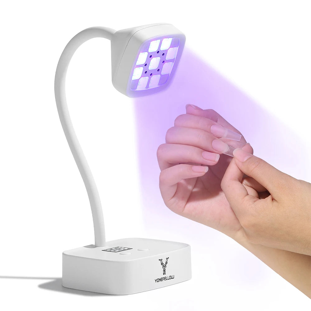 YOKEFELLOW Mini Led UV Nail Light With Auto Sensor Gooseneck Gel X Nail Lamp for Flash Curing Gel Nail Polish and Nail Tips