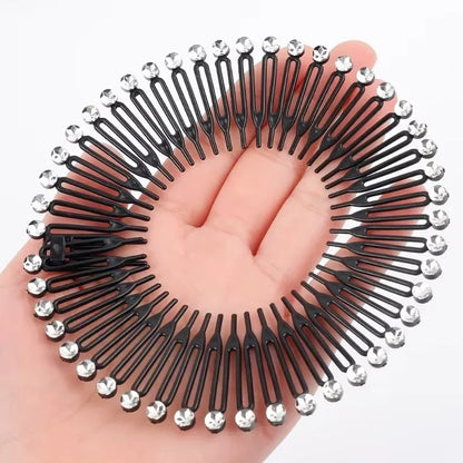 Women Plastic Full Circle Stretch Diamond Flexible Comb Teeth Headband Hair Band Clip Face Wash Fixed Hair Accessories Non-Slip