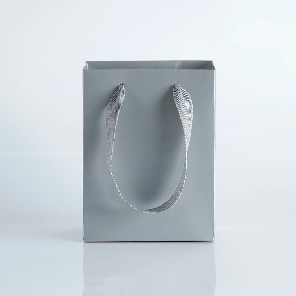 10Pack Bulk Blue White Gift Paper Bags with Ribbon Rope Kraft Handle Shopping Paper Bag 14x7x15cm Fast Food Take Away Packaging