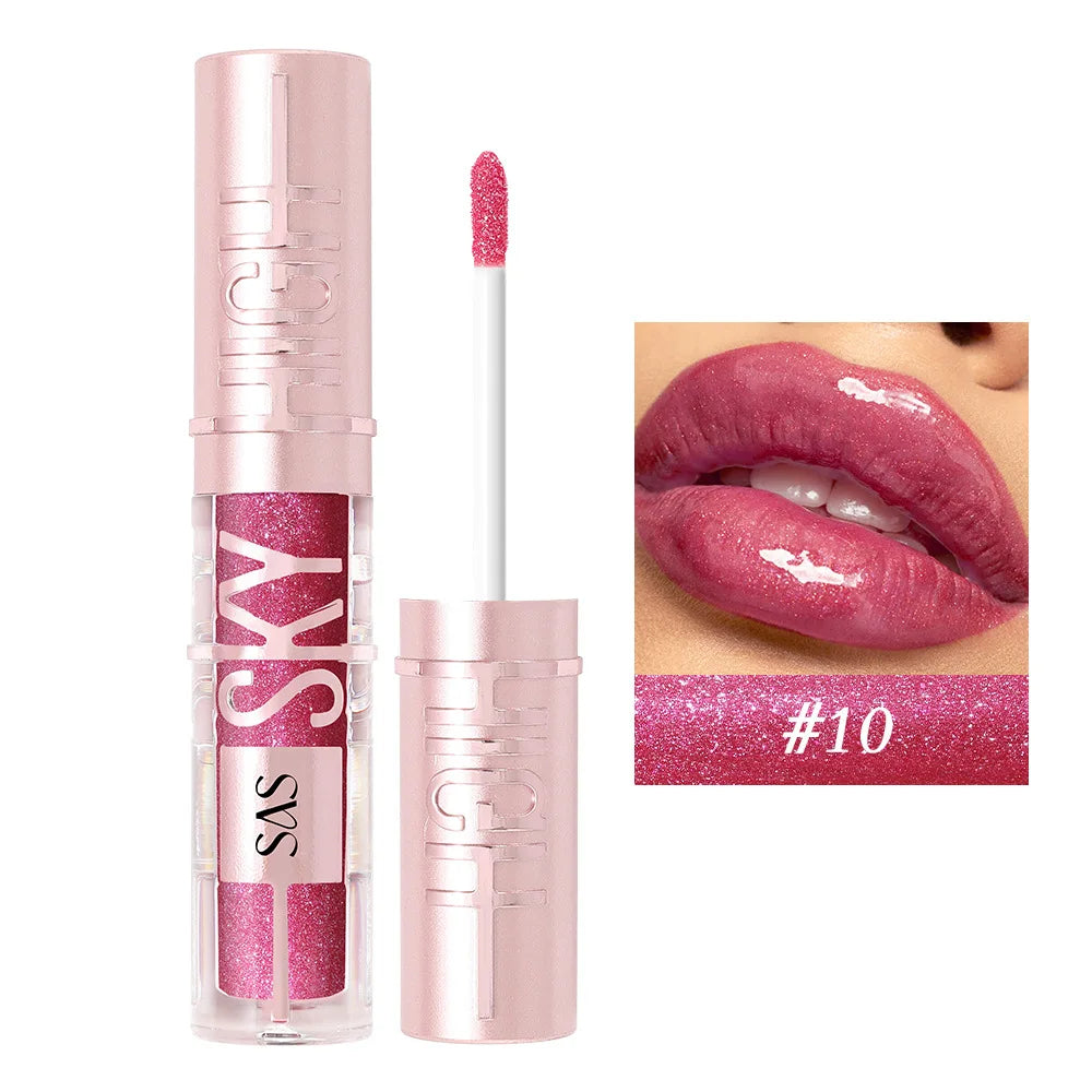 USHAS 12 color glitter mirror hydrating lip gloss pearl color development nourishing moisturizing lip glaze