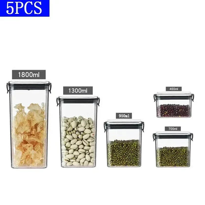 Sealed Jars Kitchen Grain Storage Organizer Large Tank Plastic Moisture-proof Storage Box Stackable Household Seasoning Jars Set