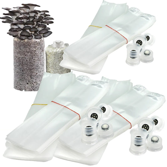 50/100PCS Mushroom Spawn Grow Bag with Sealing Cotton Filter Cap Heat-resistance Plastic Planter Bags Bamboo Fungus  Ganoderma