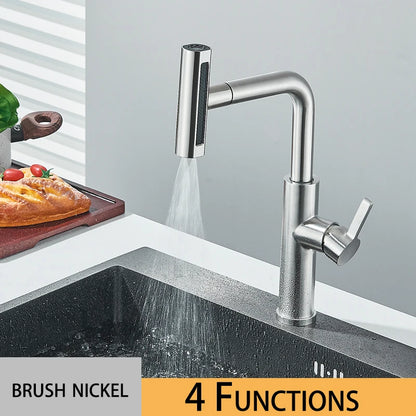 Wanmivezlo Kitchen Faucet Big Waterfall Spout Pull Out Sprinkler Single Handle Deck Mount Cold Hot Faucet