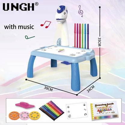 UNGH Children led projector drawing table toy painting set table educational board learning tools painting toys for children