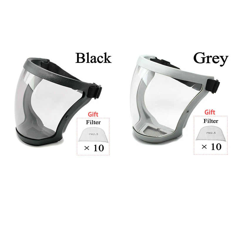 Transparent Security protection Full Face Shield Kitchen Anti-splash Face Shield Anti-fog Safety Glasses Face Mask With Filters