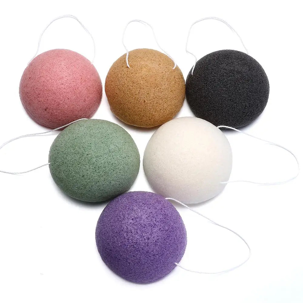 Soft Texture Face Wash Puff Konjac Cleaning Sponge Round Face Wash Cleaning Sponge Natural Fiber Facial Cleansing Exfoliator