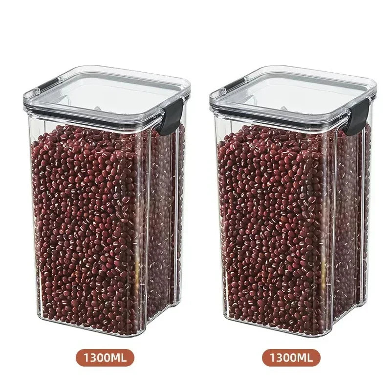 Sealed Jars Kitchen Grain Storage Organizer Large Tank Plastic Moisture-proof Storage Box Stackable Household Seasoning Jars Set