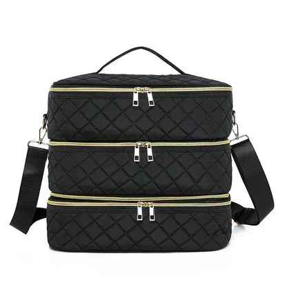 80Bottles Nail Polish Storage Bag Portable Cosmetic Large Shoulder Bag Organizer for Travel Nail Salon 3 Layer Essential Oil Bag