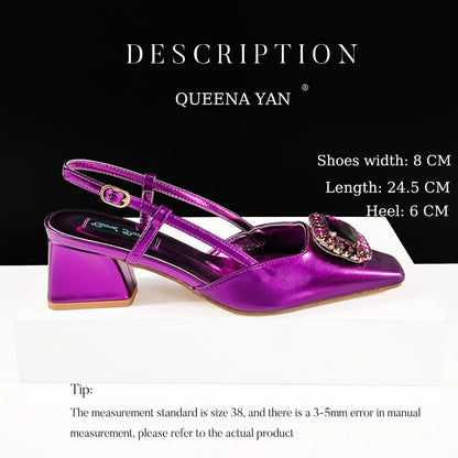 Queena Yan Italian Rhinestone-Studded Pointed-Toe High Heel Shoes or with Matching Bag Set – Stylish & Comfortable Women's shoe