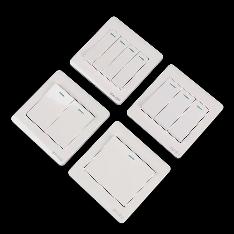 Wall Switches 1/2/3/4 Gang Button Wall Light Switch On / Off Push Button Interruptor Stainless Steel Panel Work With LED Lamp